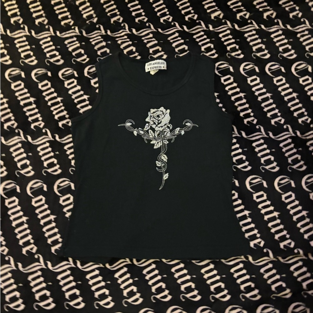 Y2k grunge sparkly rose tank top